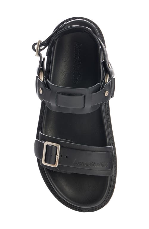 Acne Studios Debossed Leather Platform Sandals In Black