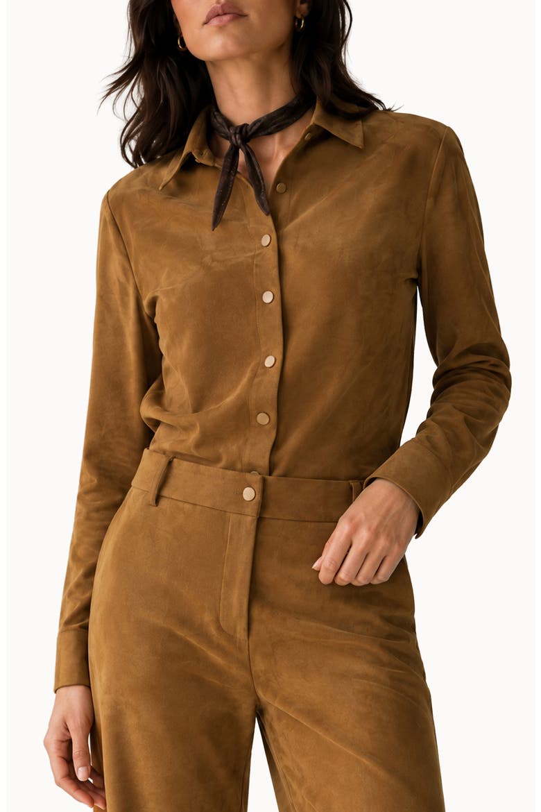 Hoda Faux Suede Top, Main, color, TOBACCO BROWN