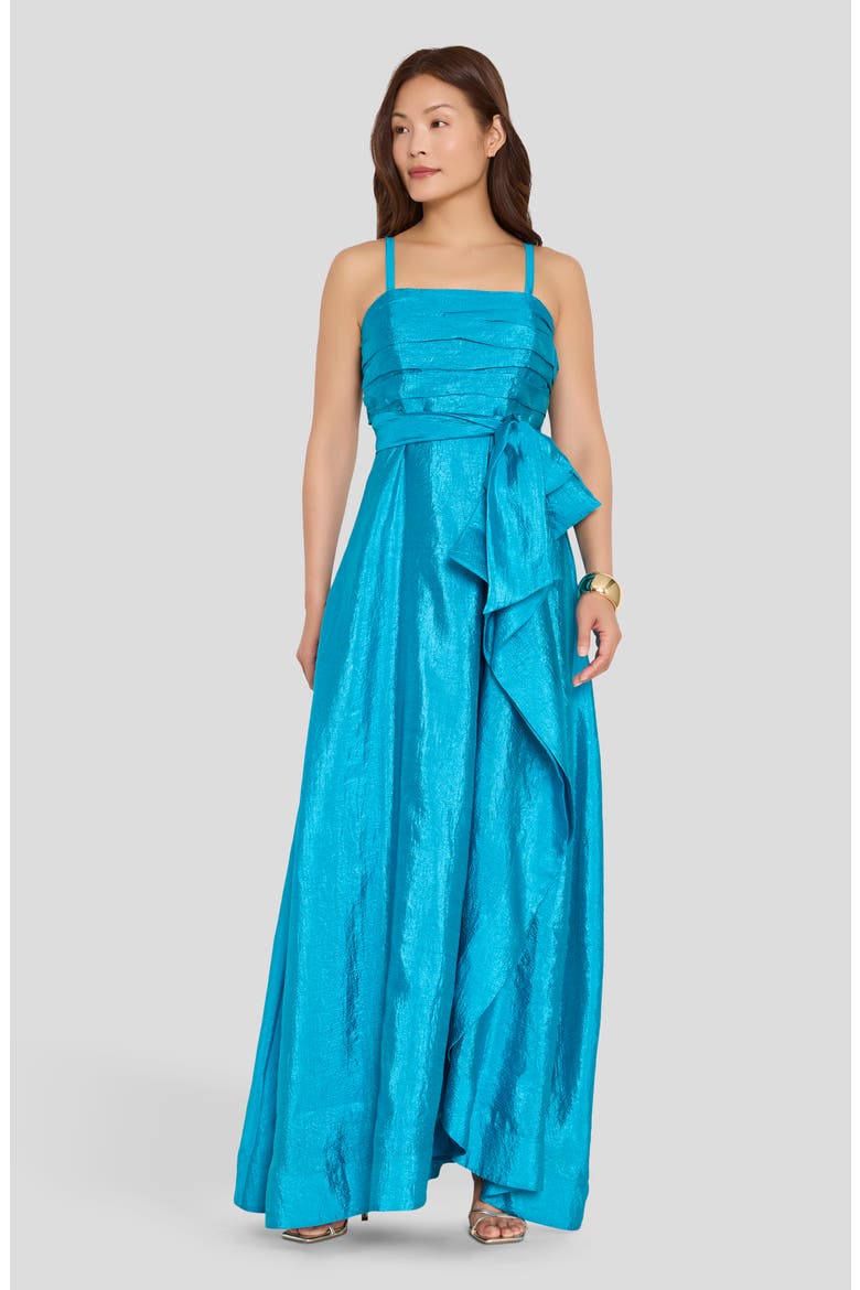 Ruched Metallic Sleeveless Gown, Alternate, color, BLUE JEWEL