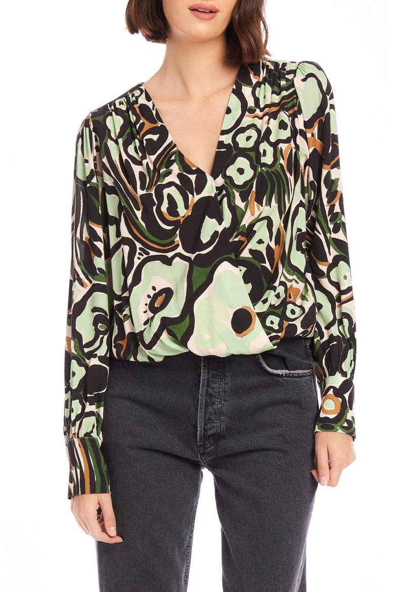 Ines Floral Drape Front Top, Main, color, PRINT