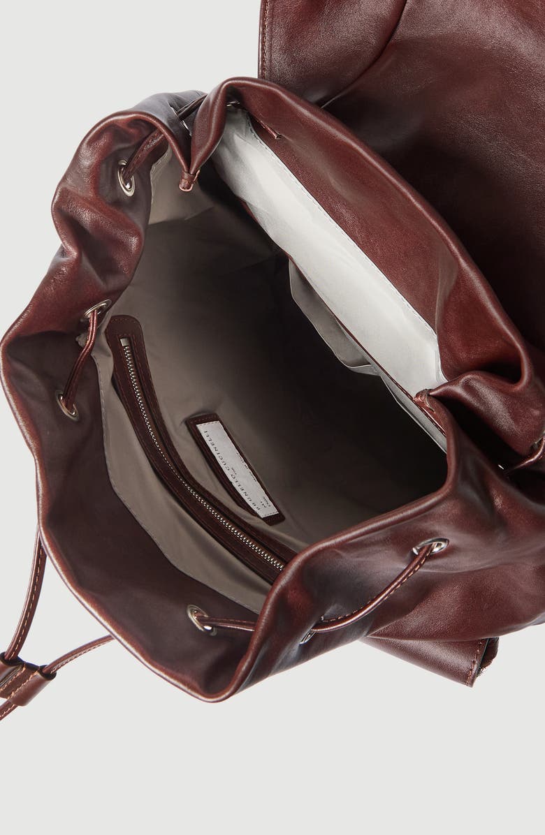 Brunello Cucinelli Calfskin leisure backpack, Alternate, color, Rust Brown