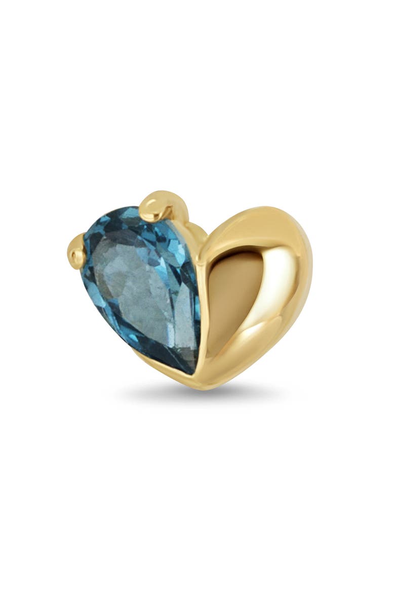 14K Gold London Blue Topaz Heart Stud Earrings, Alternate, color, 14KY