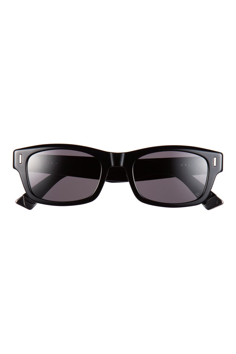 'Diortailoring S31 Rectangular Sunglasses, Main, color, SHINY BLACK / SMOKE