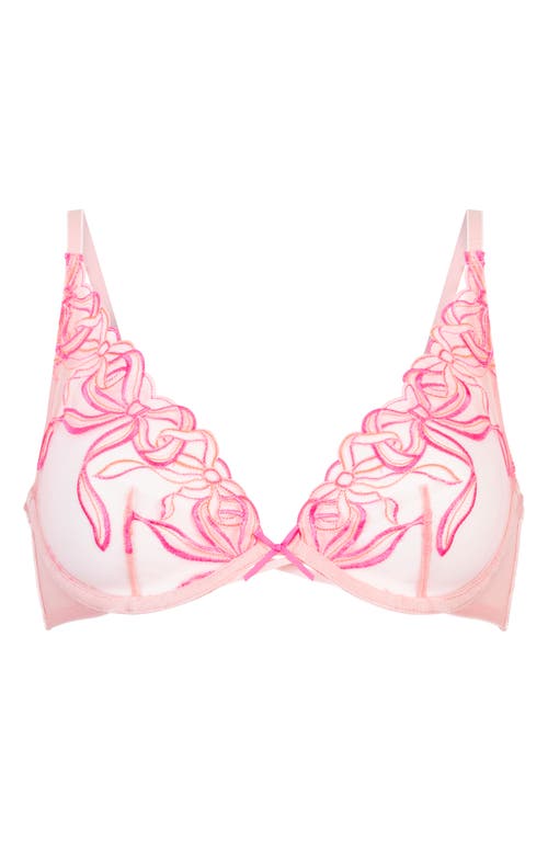 Shop Hunkemoller Hunkemöller Beau Up Embroidered Underwire Bra In Silver Pink