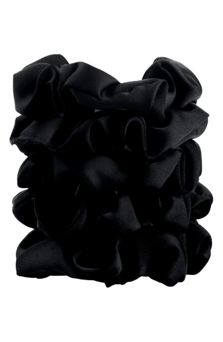 Kitsch Satin 5-Pack Sleep Scrunchies, Main, color, Black
