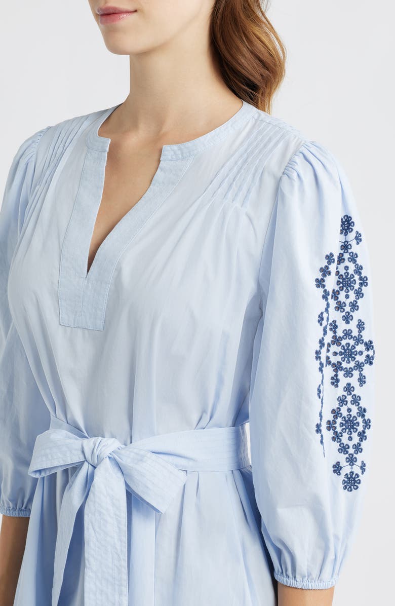 Rails Carmel Eyelet Embroidered Tie Belt Cotton Dress, Alternate, color, Blue Bird