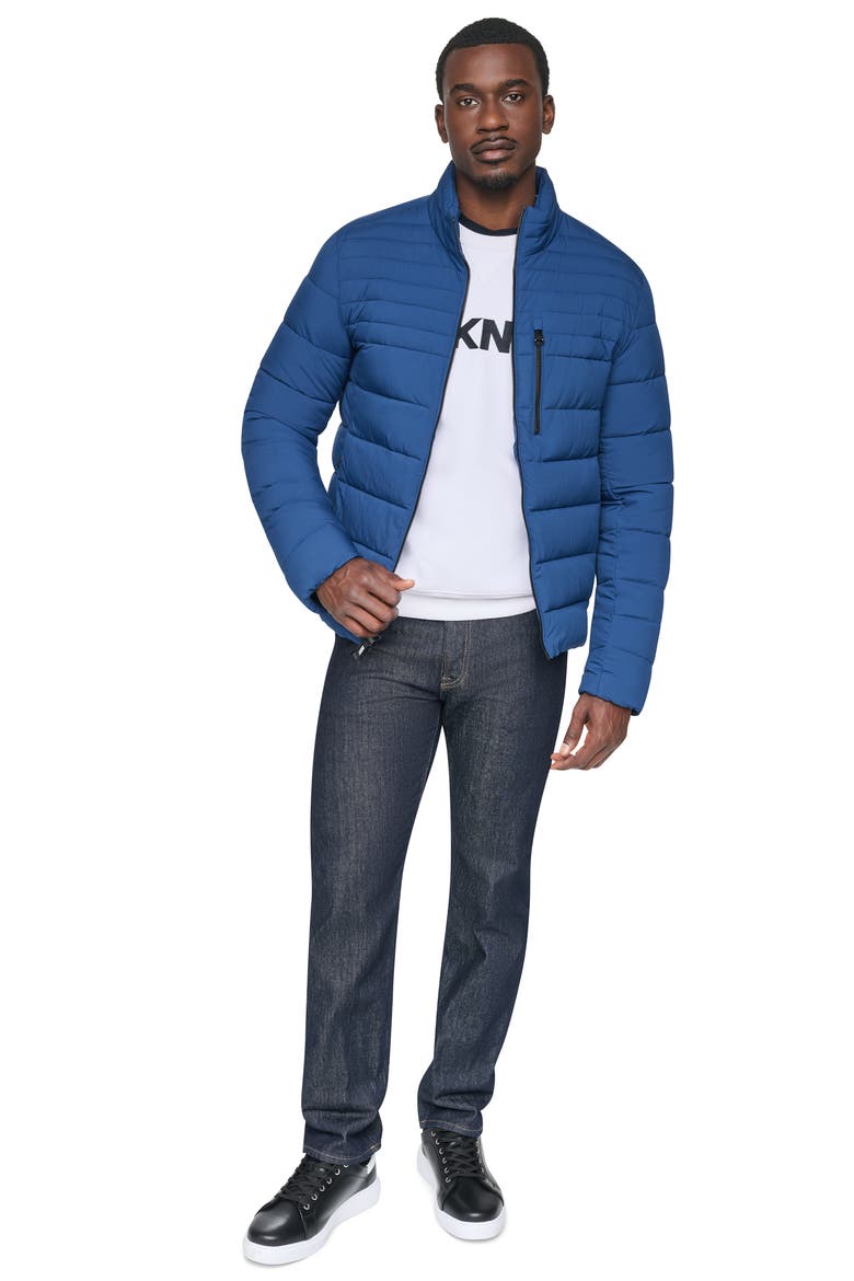 Stretch Puffer Jacket, Alternate, color, DENIM BLUE