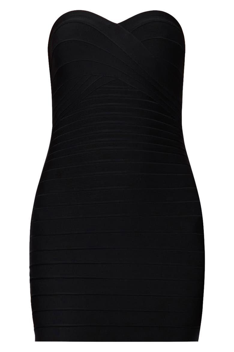 Strapless Bandage Minidress, Alternate, color, BLACK