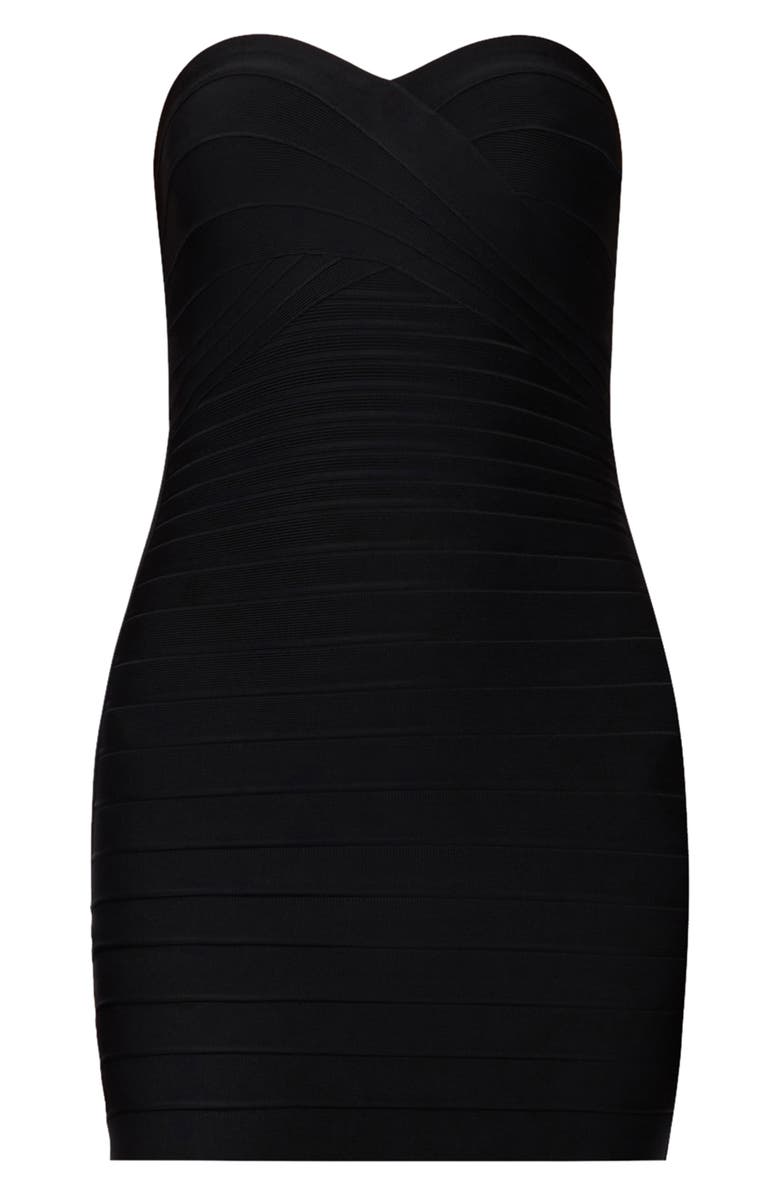 Herve Leger Strapless Bandage Minidress, Alternate, color, Black