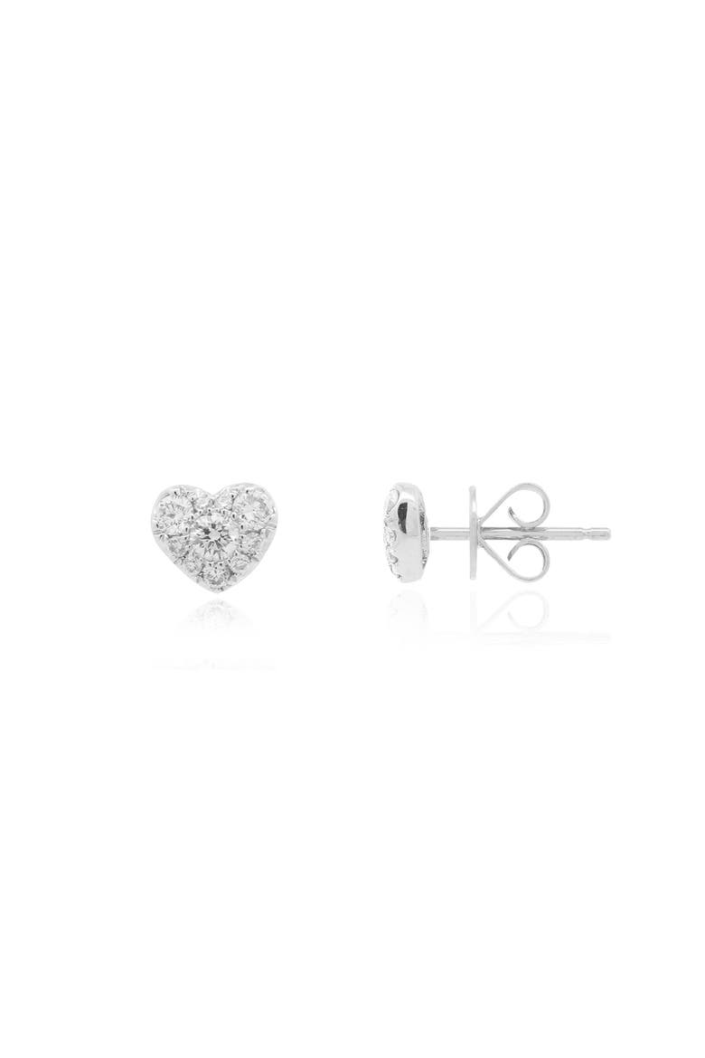 Pave Diamond Heart Stud Earrings, Main, color, White Gold