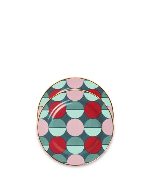 La Doublej Dessert Plates Set Of 2 Sfere Dark Green In Sfere Dark Green