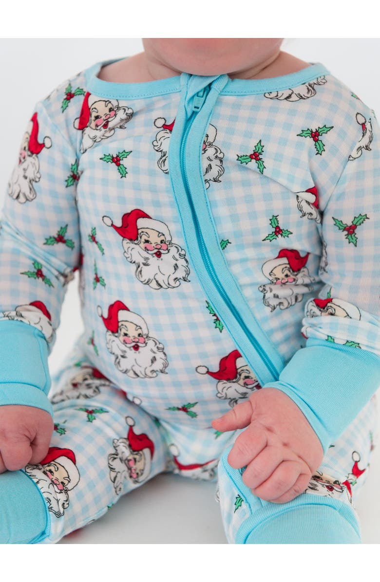 RuffleButts Gender Inclusive SoftSnooze Baby Convertible One Piece Pajama, Alternate, color, Blue Dear Santa