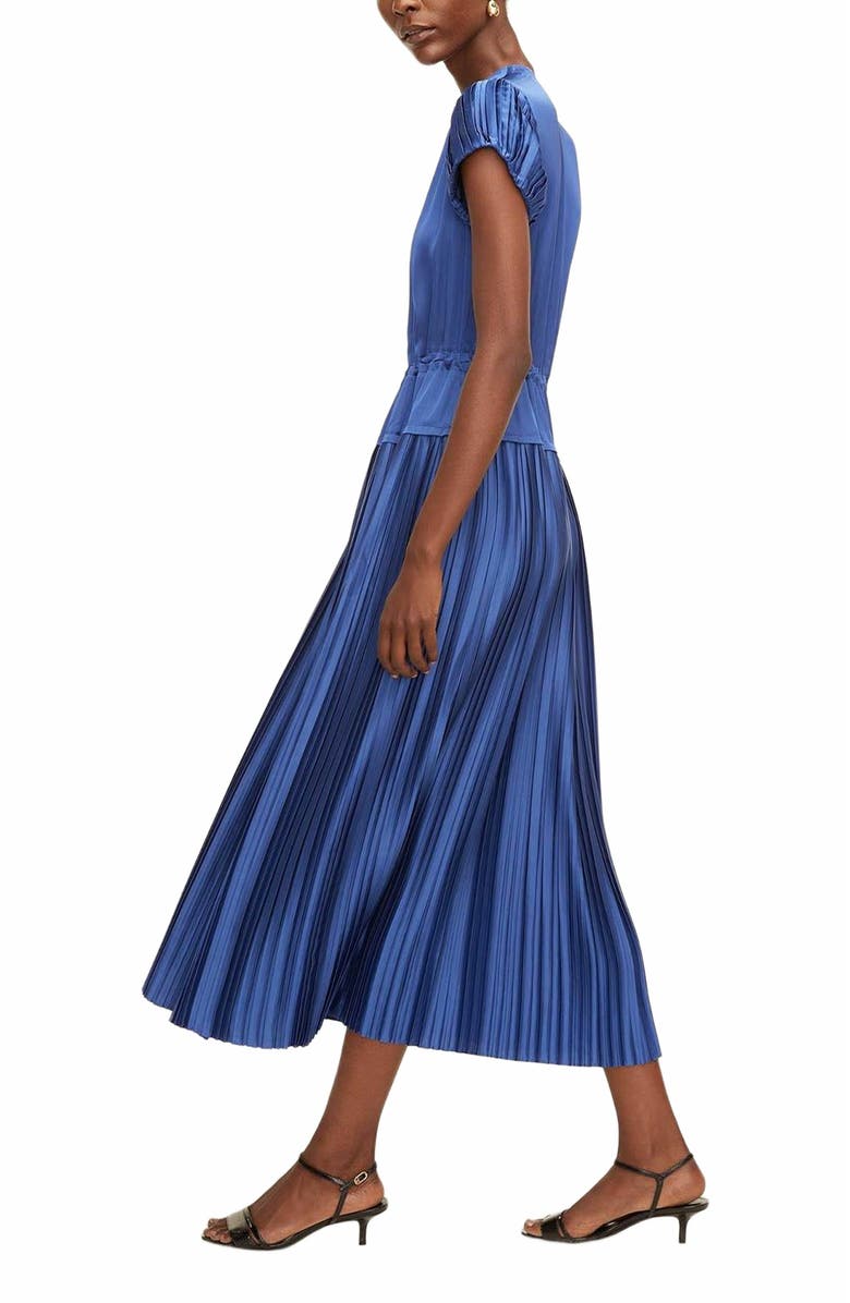 Rebecca Taylor Pleated Sleeve Dress, Alternate, color, Cobalt