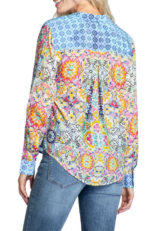 Apny Patchwork Chiffon Button-up Shirt In Yellow Multi