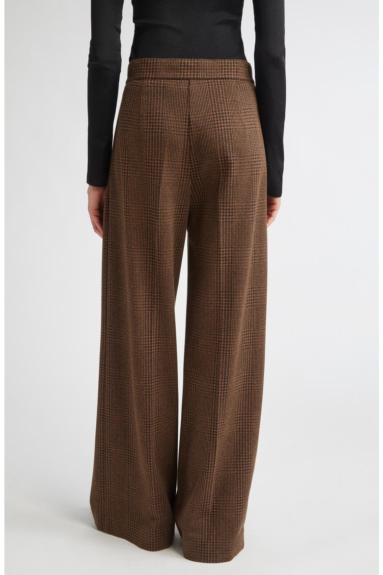 Ponza Pleated Houndstooth Check Wide Leg Pants, Alternate, color, CHOCOLATE
