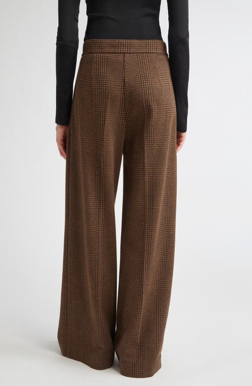 Max Mara Ponza Pleated Houndstooth Check Wide Leg Pants In Brown