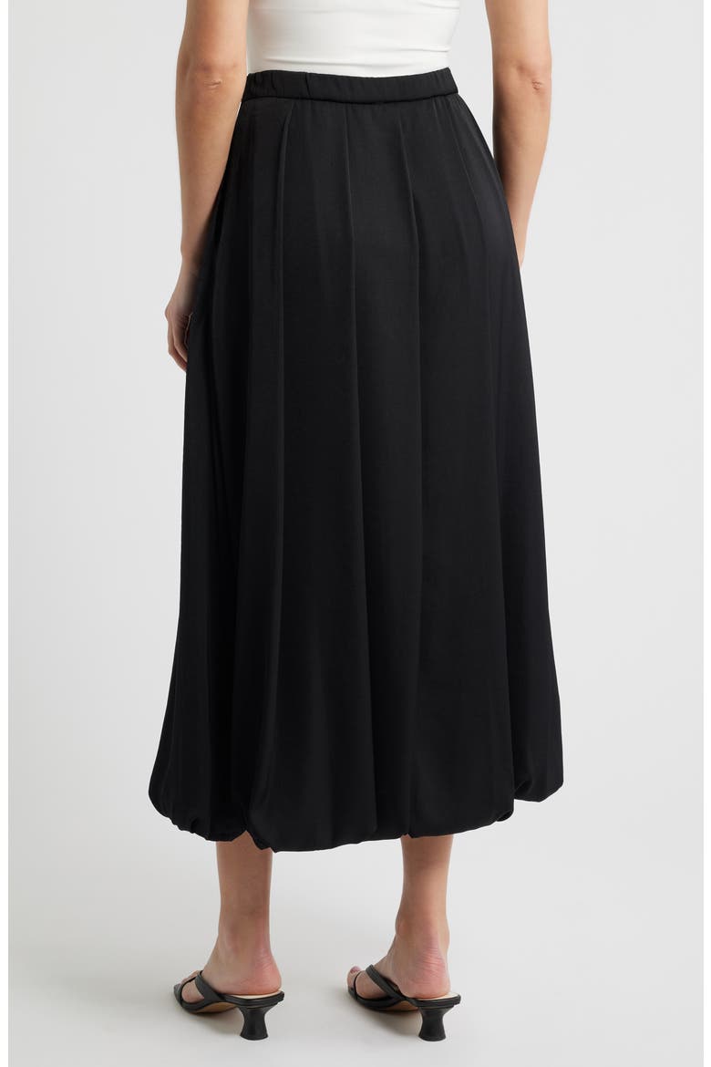 Pleated Bubble Hem Midi Skirt, Alternate, color, RICH BLACK