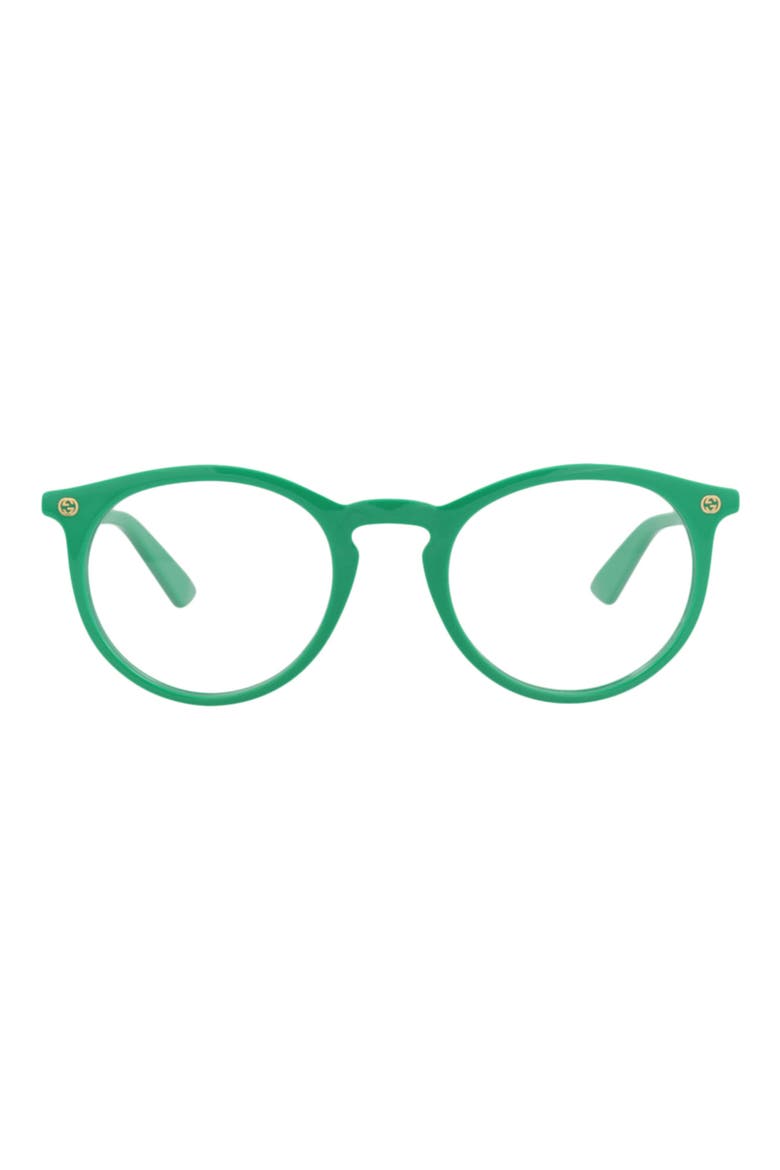 52mm Round Optical Glasses, Main, color, GREEN GREEN TRANSPARENT