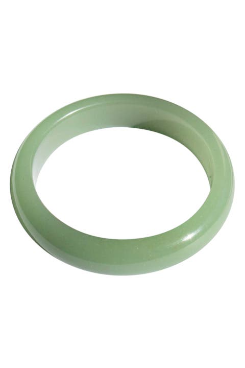 Smoke Opaque Green Jade Stone Bangle