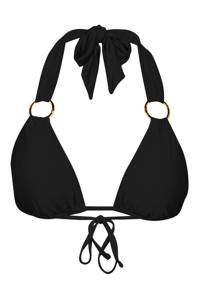 Solids Triangle Bikini Top, Alternate, color, BLACK