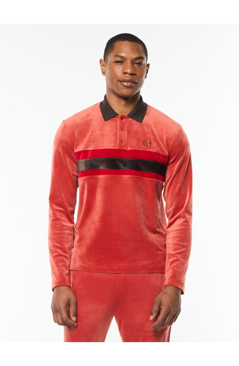 Sergio Tacchini Banda Velour Polo, Main, color, Hot Sauce