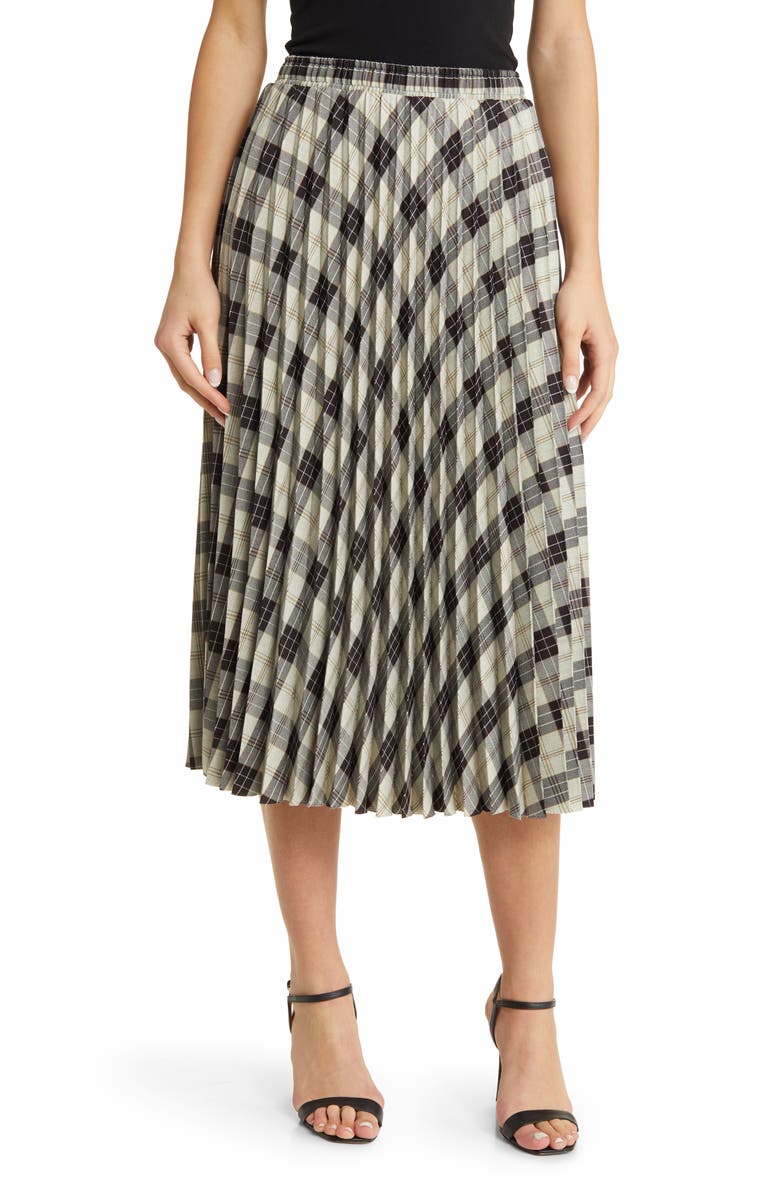 NIKKI LUND Robin Pleated Midi Skirt, Main, color, Black