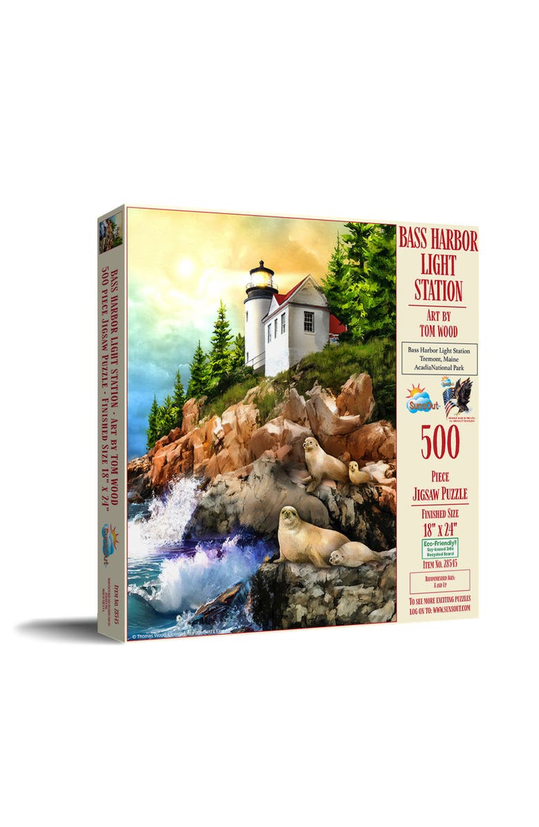 Sunsout Bass Harbor Light Station 500 piece Jigsaw Puzzle for Adults, Main, color, Multicolor