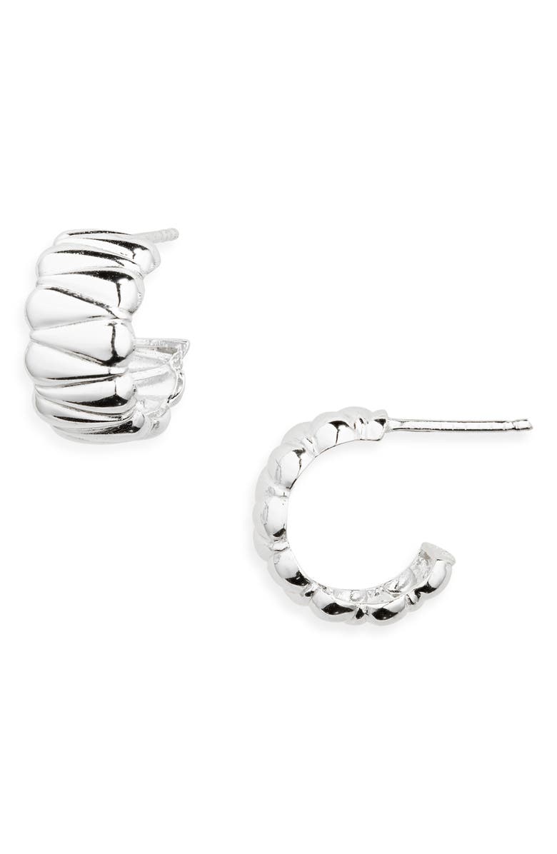 Argento Vivo Sterling Silver Quilted Hoop Earrings, Main, color, Silver