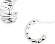 Argento Vivo Sterling Silver Quilted Hoop Earrings