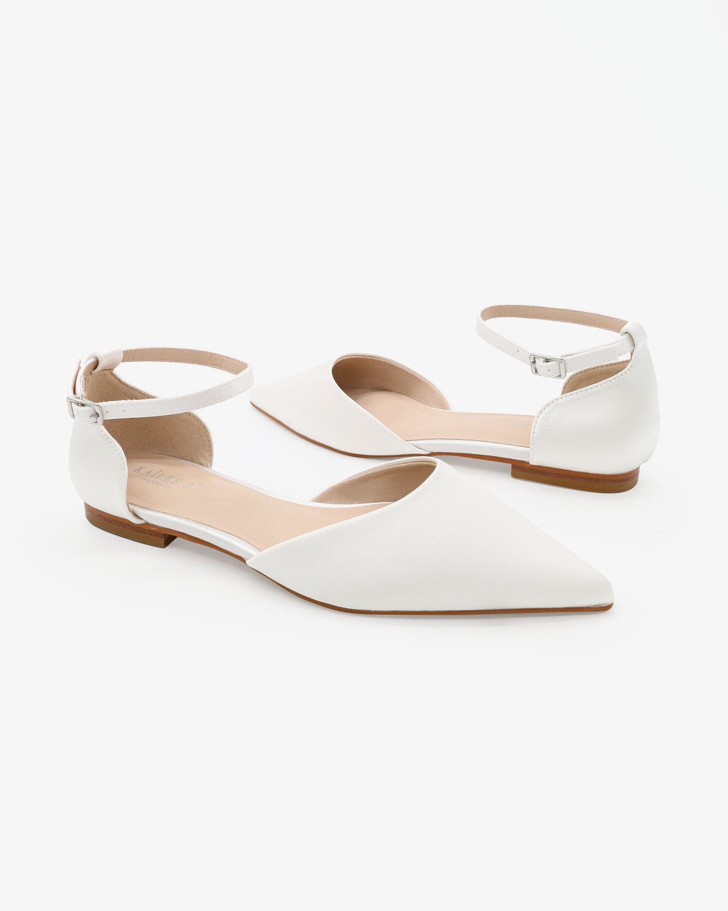 Kailee P Bella Satin pointed toe Ankle Strap, Alternate, color, White