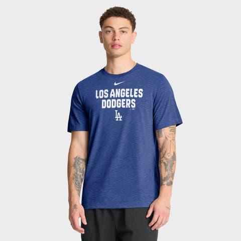 Men's Nike Heather Royal Los Angeles Dodgers Stacked Tri-Blend T-Shirt