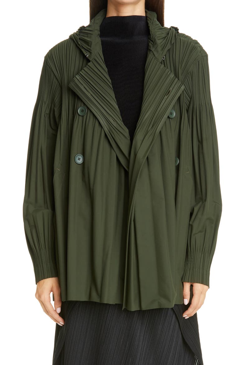 Jaunty Double Breasted Jacket, Main, color, MOSS GREEN