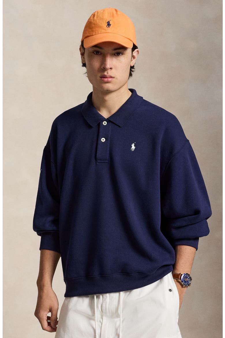 US Open Arctic Fleece Long Sleeve Polo, Alternate, color, NAVY