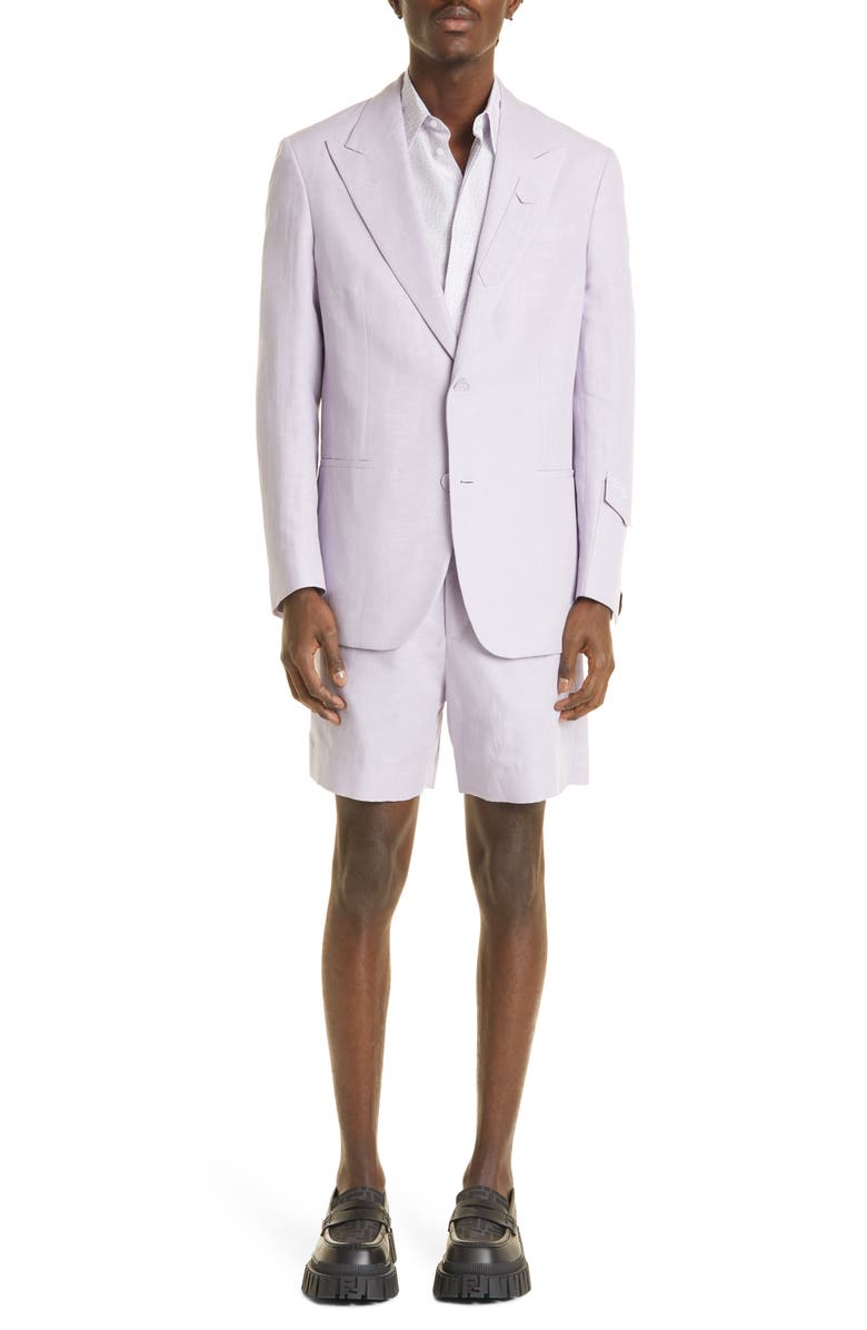 Fendi Linen Blend Shorts, Alternate, color, 