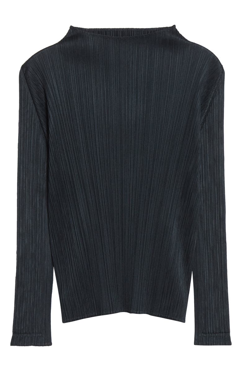 Pleats Please Issey Miyake Monthly Colors November Pleated Funnel Neck Top, Main, color, Charcoal