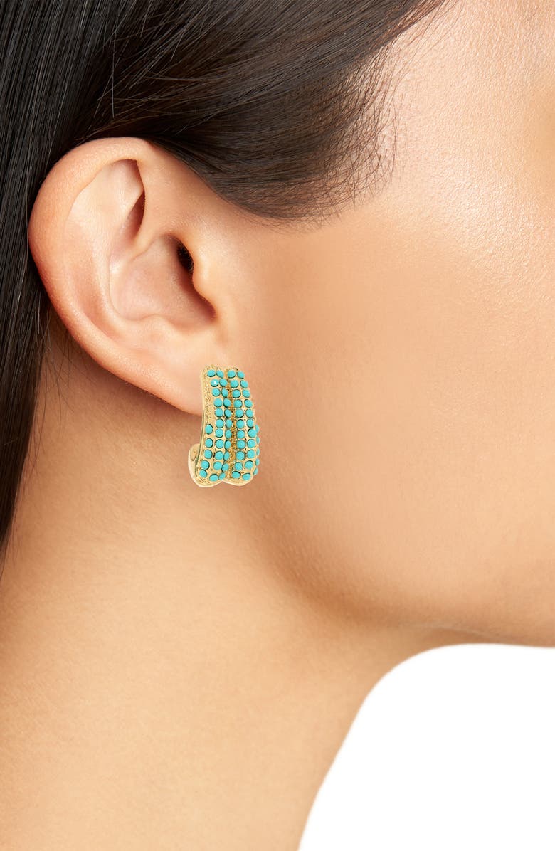 NATASHA Set of 2 Crystal Assorted Hoop Earrings, Alternate, color, Turquoise/ Crystal