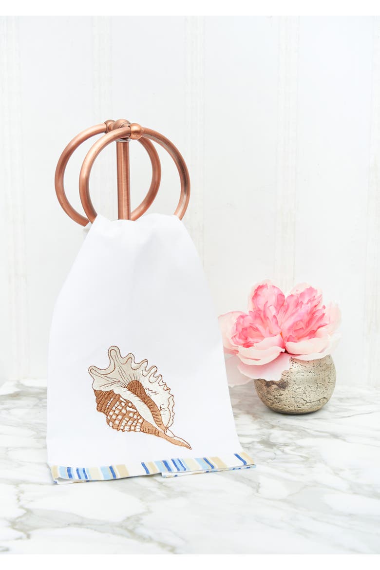 Taupe Shells Woven Kitchen Towel, Alternate, color, brown