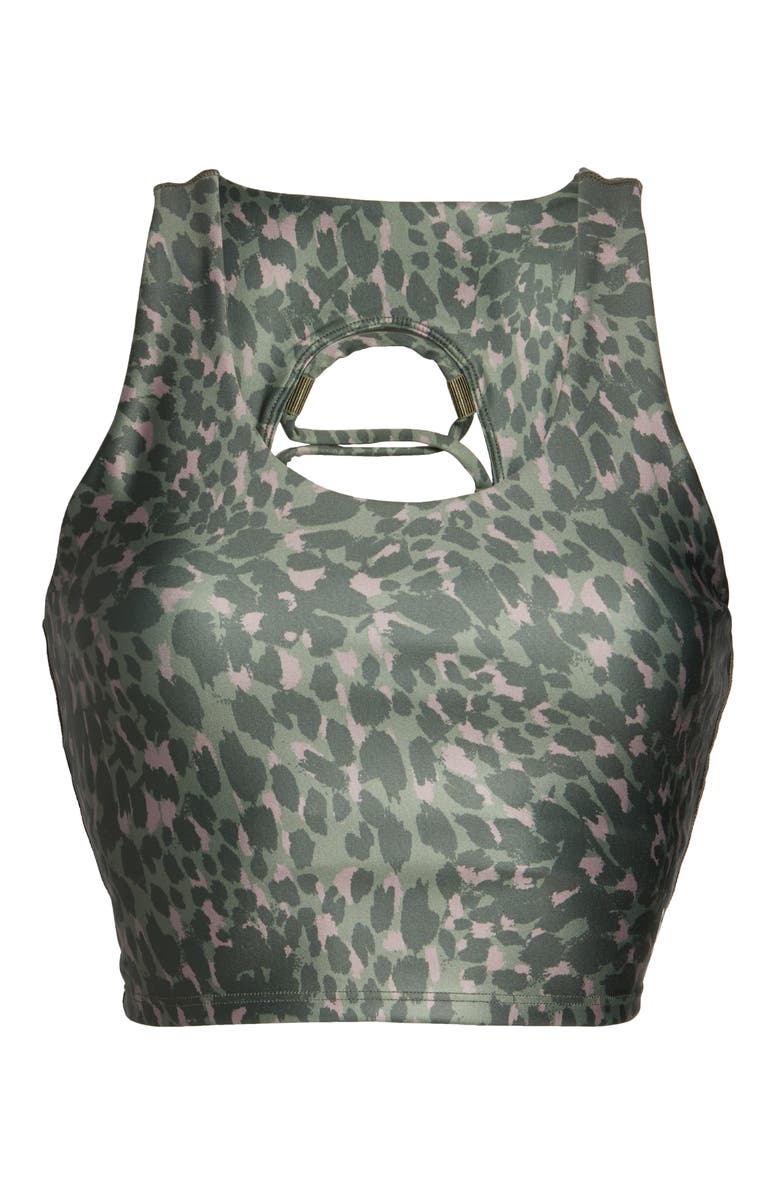 Good American Leopard Print Crisscross Crop Top, Alternate, color, 