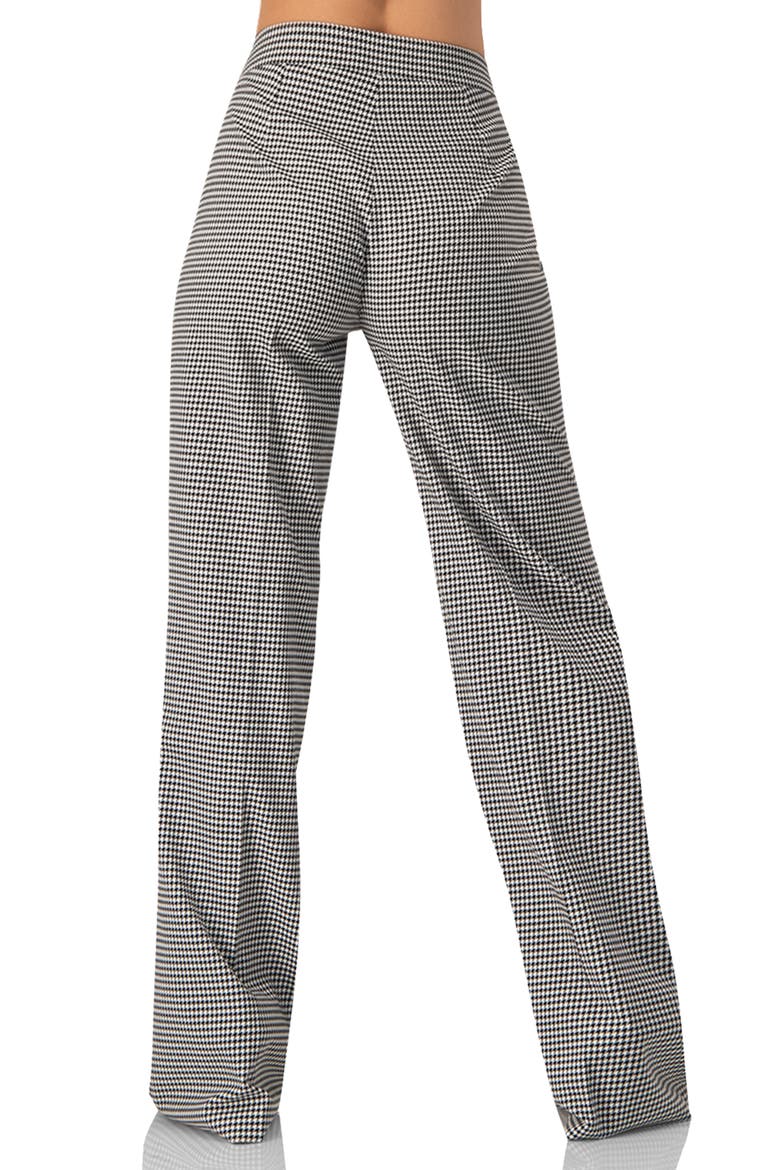 Semi-flared Houndstooth Tailored Trousers, Alternate, color, Black