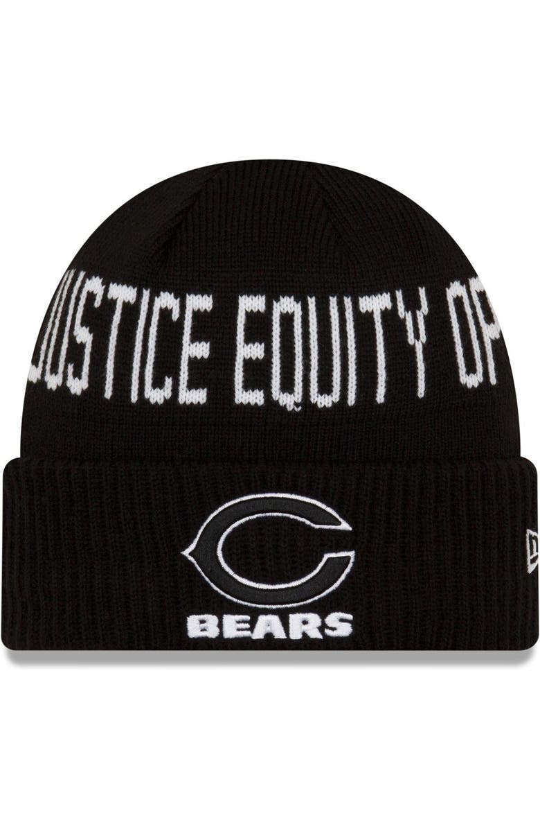 New Era Men's New Era Black Chicago Bears Primary Social Justice Cuffed Knit Hat, Main, color, 
