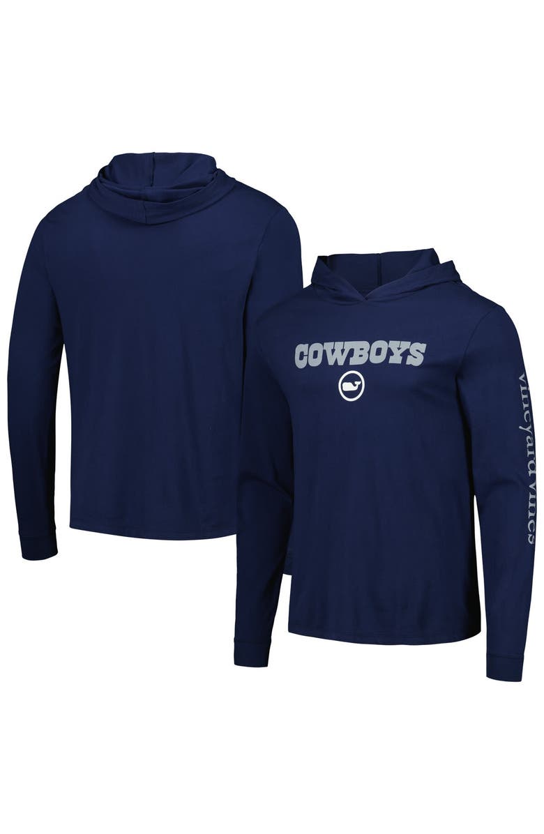 vineyard vines Men's Vineyard Vines Navy Dallas Cowboys Whale Dot Hoodie Long Sleeve T-Shirt, Main, color, 