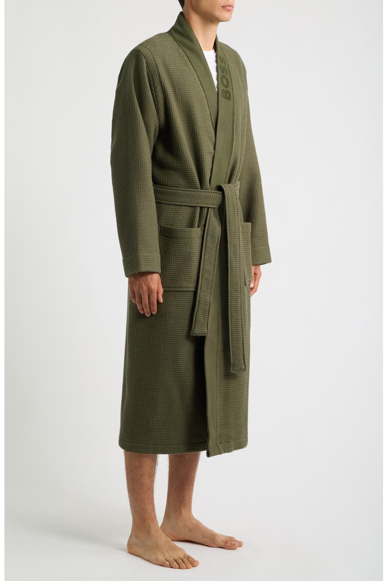 Waffle Knit Robe, Alternate, color, OPEN GREEN