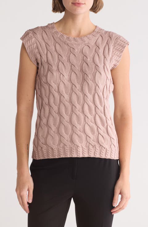Cap Sleeve Cable Stitch Sweater