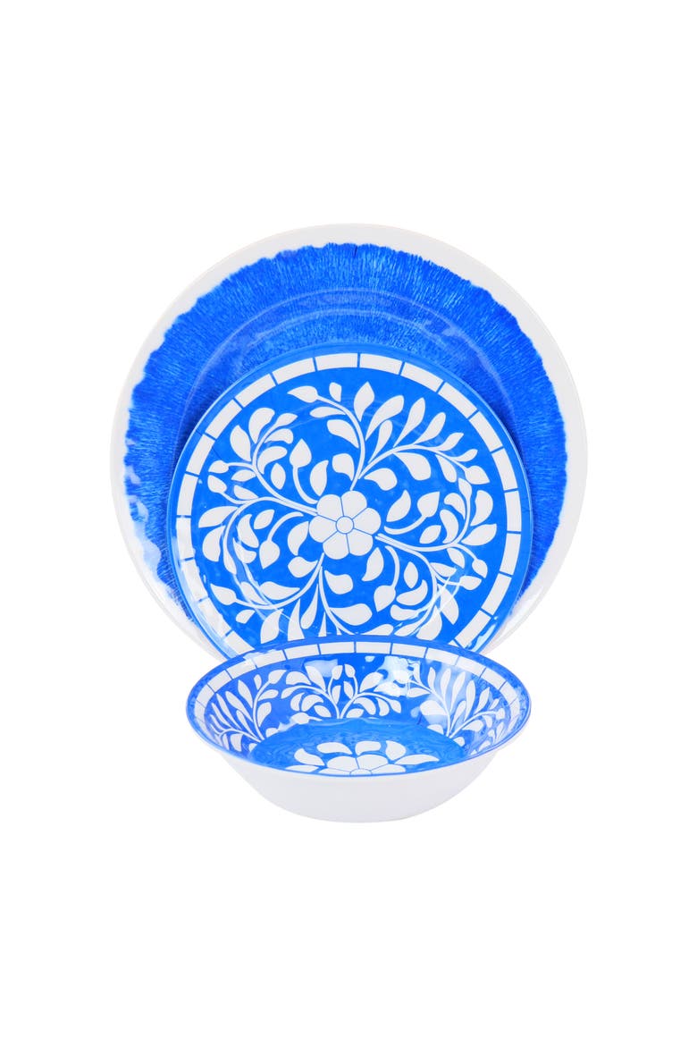 Nelly 12 Piece Melamine Dinnerware Set, Alternate, color, Blue