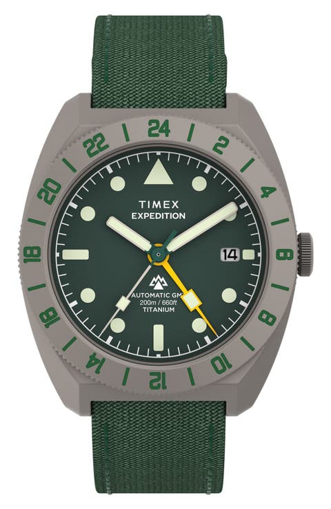 Expedition Pioneer Titanium GMT Automatic Webbing Strap Watch, 41mm