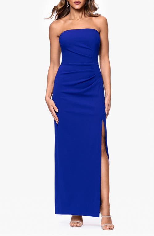 Xscape Evenings Strapless Evening Gown In Marine