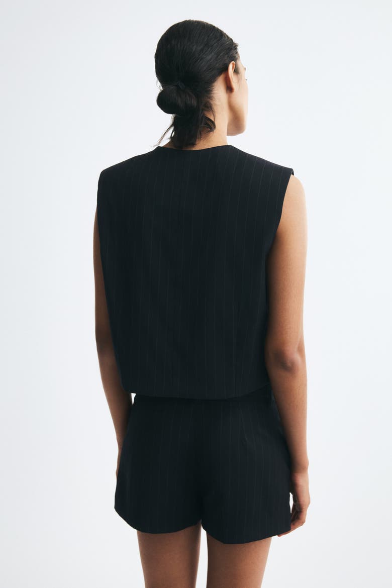 Cropped Twill Vest, Alternate, color, Navy blue/pinstriped