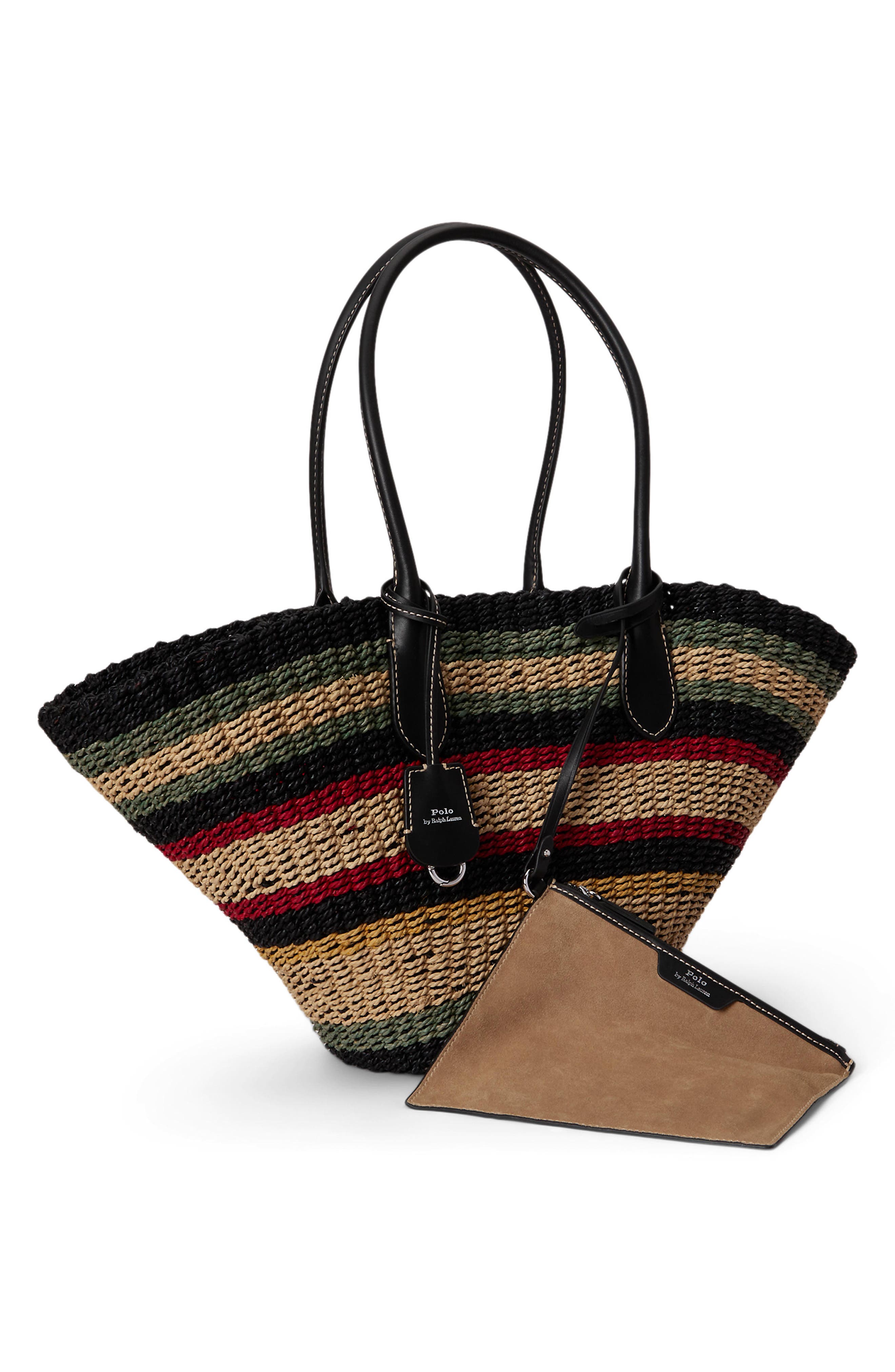 Polo Ralph Lauren Bellport Stripe Raffia Basket Tote, Alternate, color, Multi Stripe