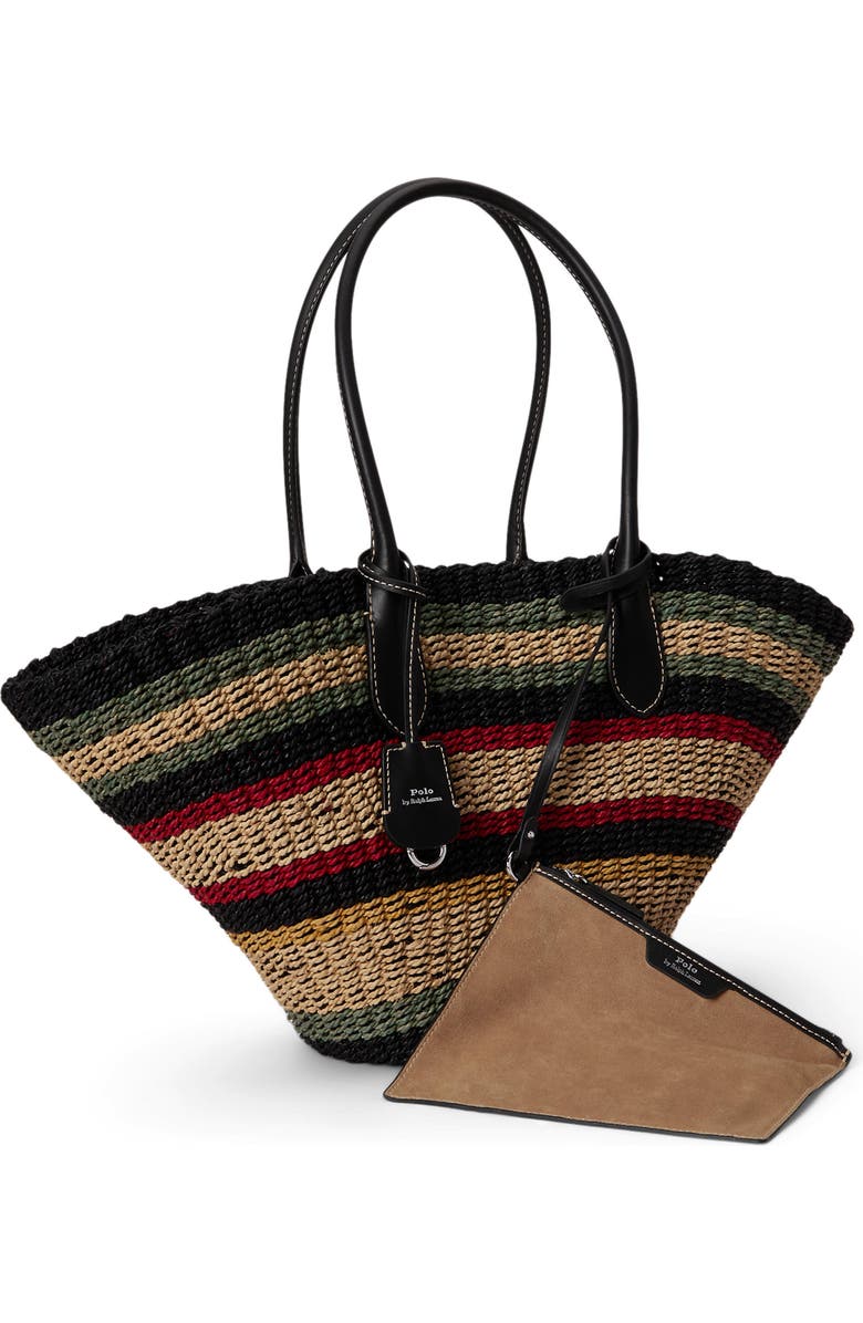 Polo Ralph Lauren Bellport Stripe Raffia Basket Tote, Alternate, color, Multi Stripe