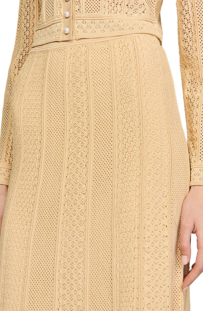 SANDRO Pointelle knit maxi skirt, Alternate, color,